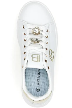 Sneakers bianche con charm gioiello e fondo alto Laura Biagiotti 9622M