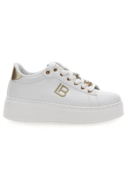 Sneakers bianche con charm gioiello e fondo alto Laura Biagiotti 9622M