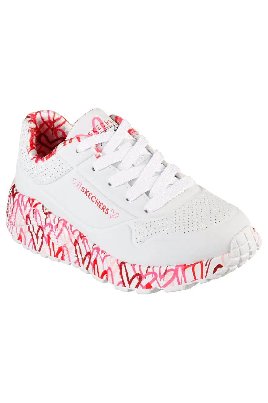 Sneakers bianche con cuori colorati UNO Lite B Lovely Luv Skechers