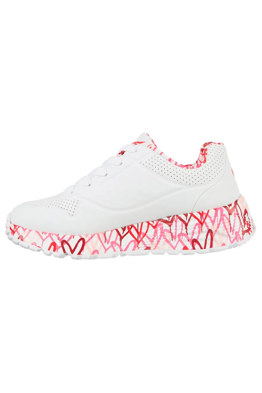 Sneakers bianche con cuori colorati UNO Lite B Lovely Luv Skechers