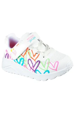 Sneakers bianche con cuori multicolor Skechers Uno Lite Love Levitate