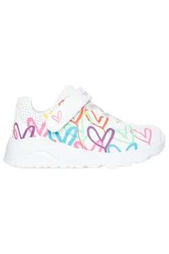 Sneakers bianche con cuori multicolor Skechers Uno Lite Love Levitate