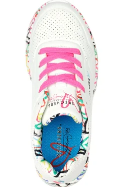 Sneakers bianche con cuori colorati Skechers Uno Lite
