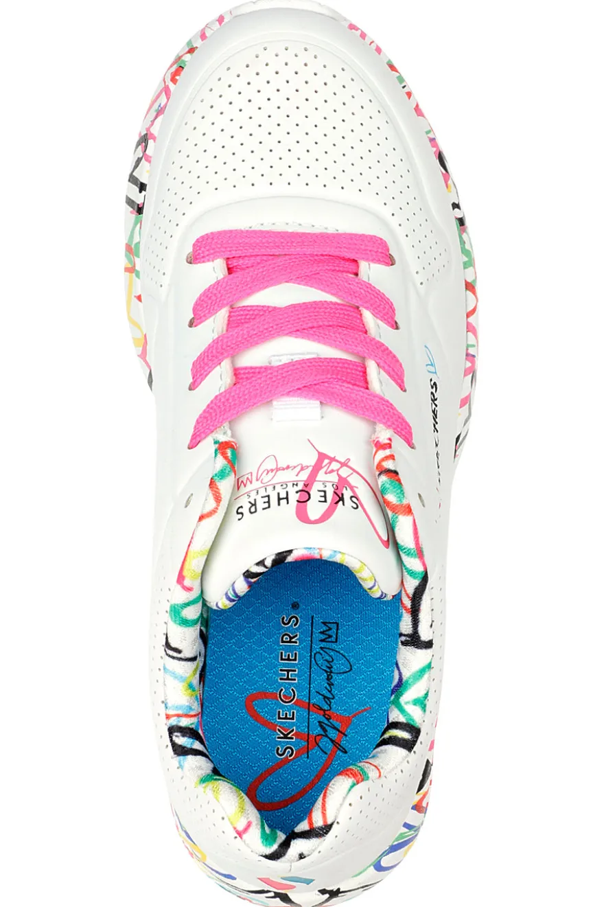 Sneakers bianche con cuori colorati Skechers Uno Lite