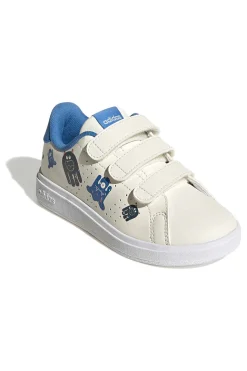 Sneakers bianche con dettagli blu e chiusura a strappo Adidas Advantage Base 2.0 Cf C
