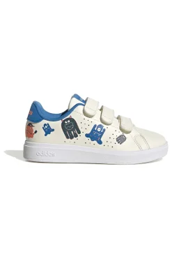 Sneakers bianche con dettagli blu e chiusura a strappo Adidas Advantage Base 2.0 Cf C