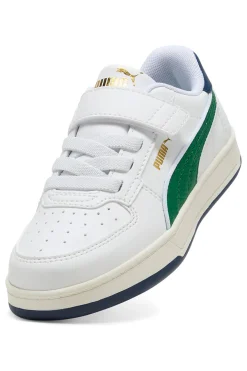 Sneakers bianche con dettagli verdi bambino con strappo Puma Caven 2 Retro AC + PS