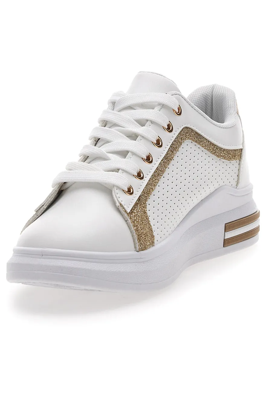 Sneakers Bianche Con Dettagli Leopardati Prima Riga 435