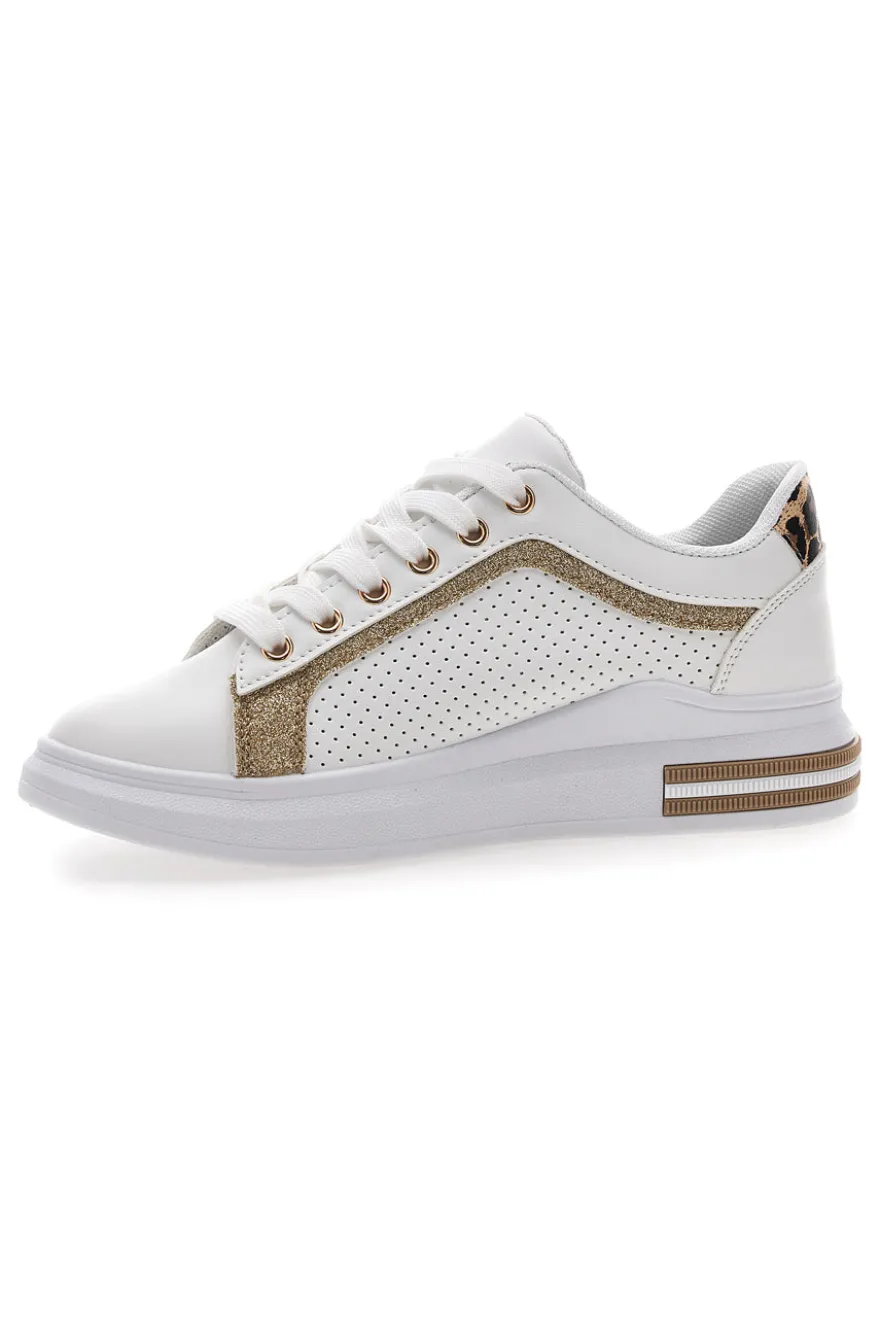 Sneakers Bianche Con Dettagli Leopardati Prima Riga 435