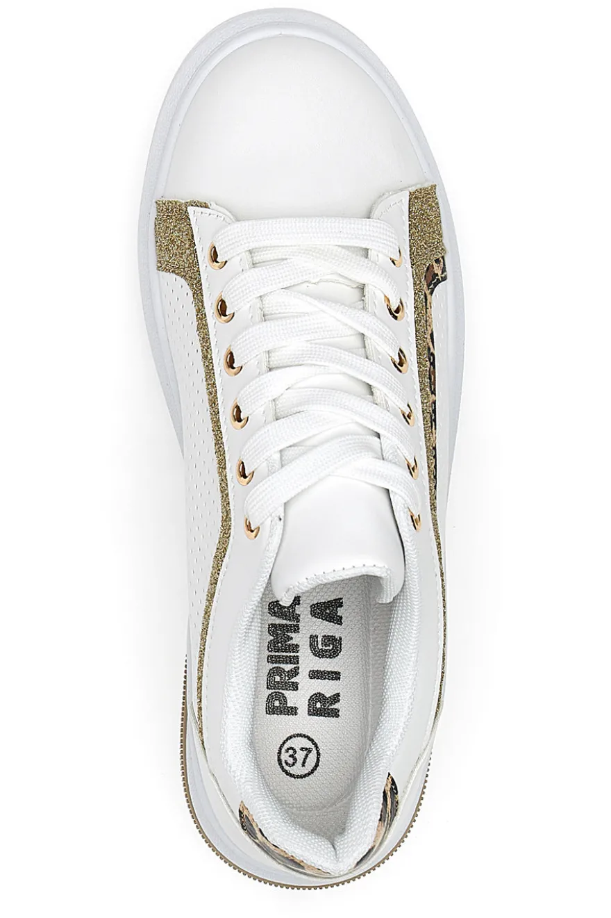 Sneakers Bianche Con Dettagli Leopardati Prima Riga 435