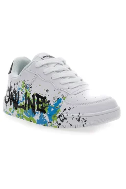 Sneakers Bianche con Dettagli neri Blu Verdi PITT KIDS K191562