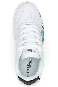 Sneakers Bianche con Dettagli neri Blu Verdi PITT KIDS K191562