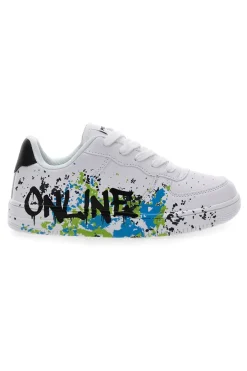 Sneakers Bianche con Dettagli neri Blu Verdi PITT KIDS K191562