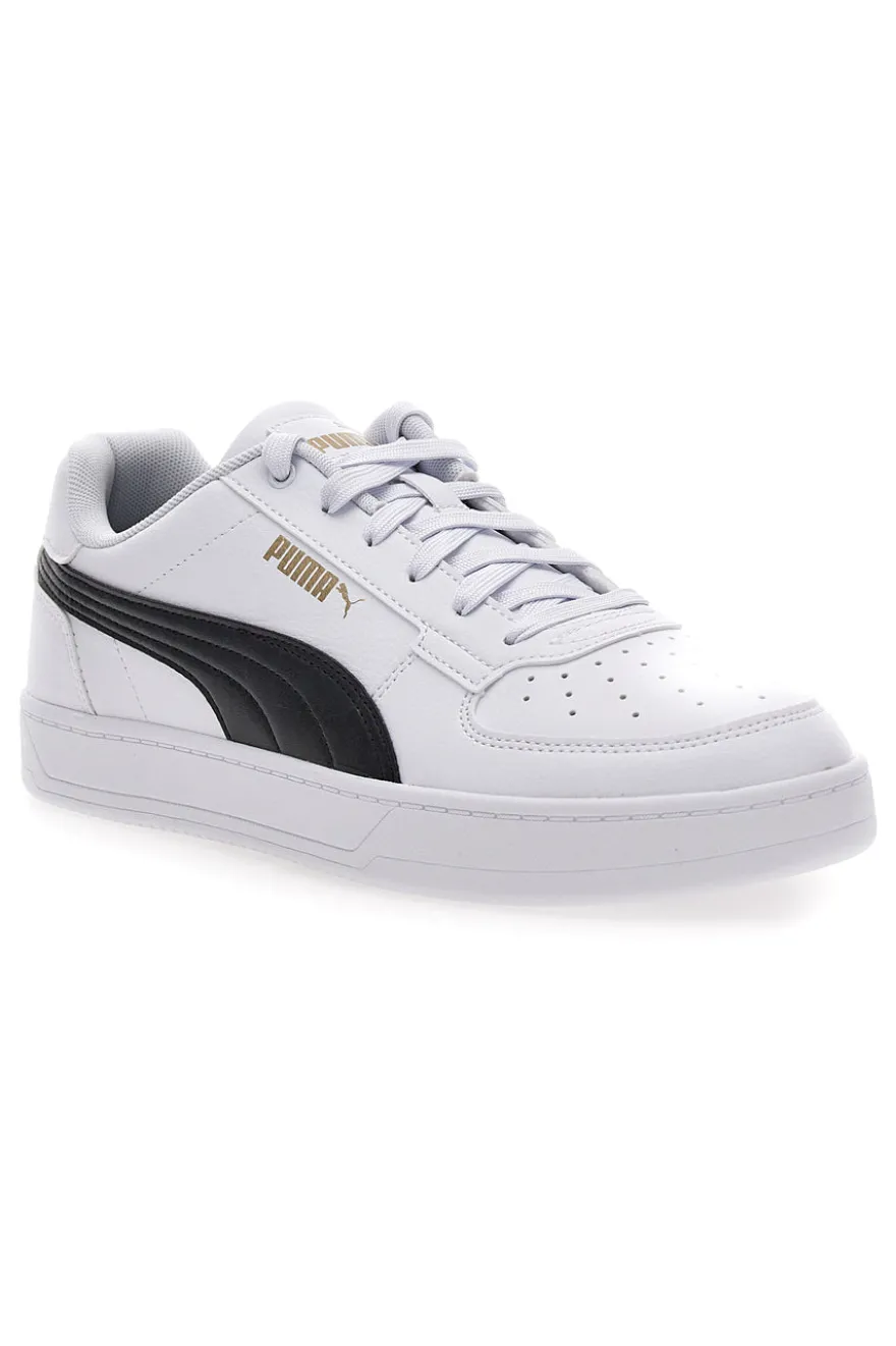 Sneakers bianche con dettagli neri e logo dorato Puma Caven 2