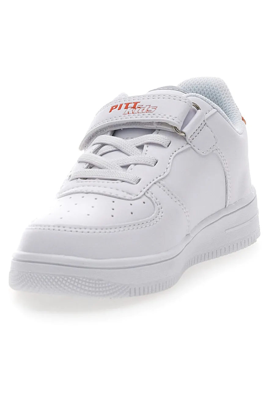 Sneakers Bianche con Dettagli Arancioni e Blu PITT KIDS K191562