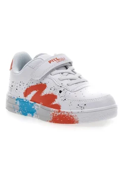 Sneakers Bianche con Dettagli Arancioni e Blu PITT KIDS K191562