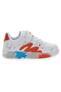 Sneakers Bianche con Dettagli Arancioni e Blu PITT KIDS K191562