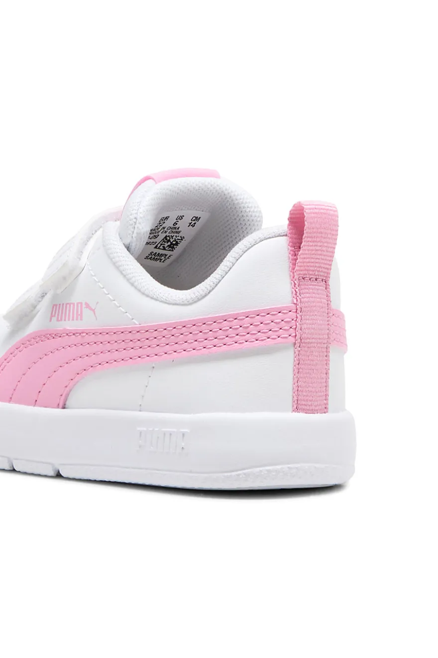 Sneakers bianche con dettagli rosa e strappi regolabili Puma Courtflex V3 V Inf