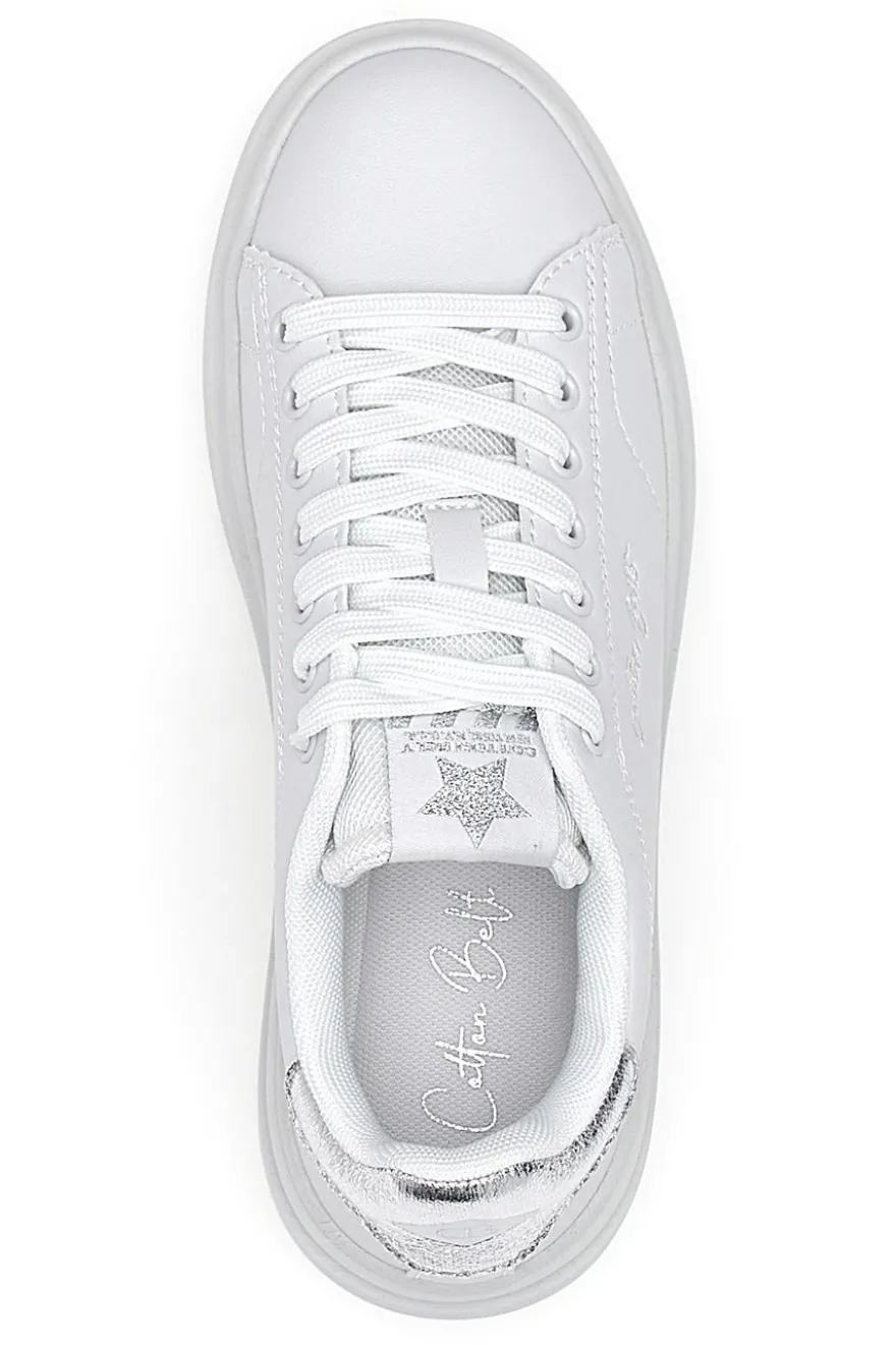 Sneakers bianche con dettagli argentati Cotton belt LONDON 3.0