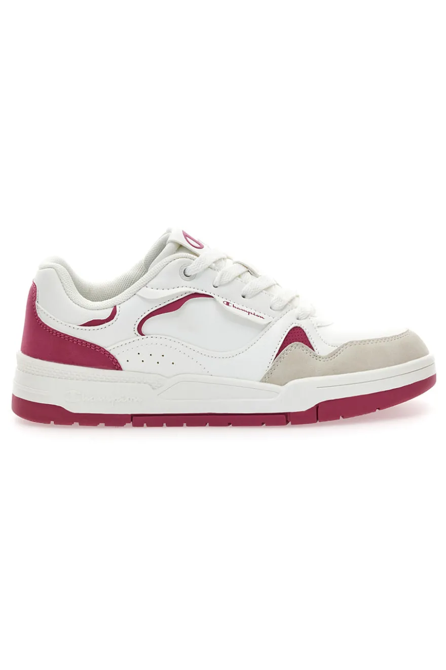 Sneakers bianche con dettagli fucsia e punta scamosciata Champion RD18 Heritage Flap Low G GS