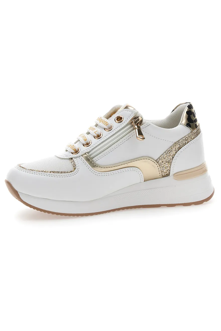 Sneakers Bianche con dettagli Dorati e Platform LAURA BIAGIOTTI L8481