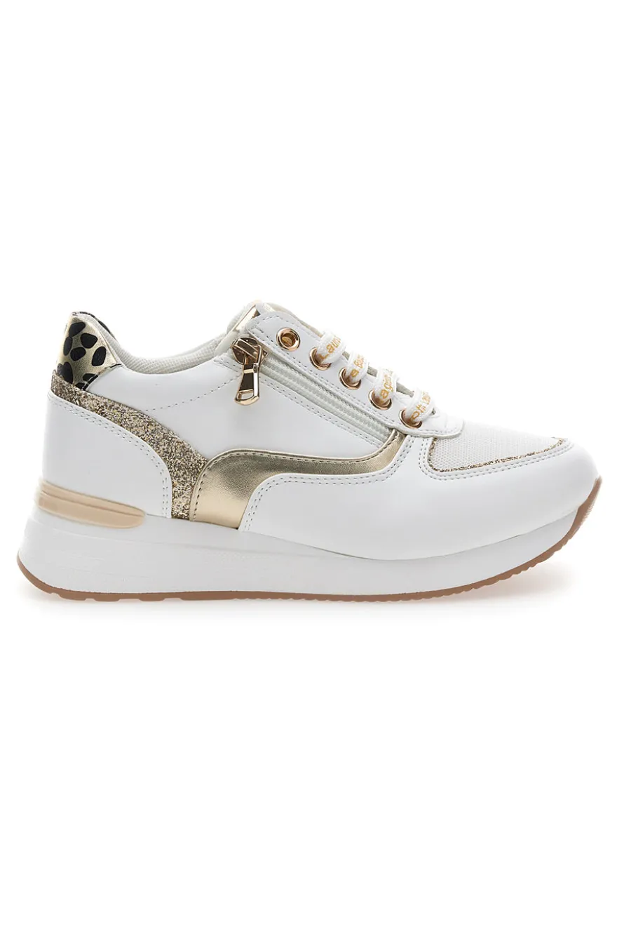 Sneakers Bianche con dettagli Dorati e Platform LAURA BIAGIOTTI L8481