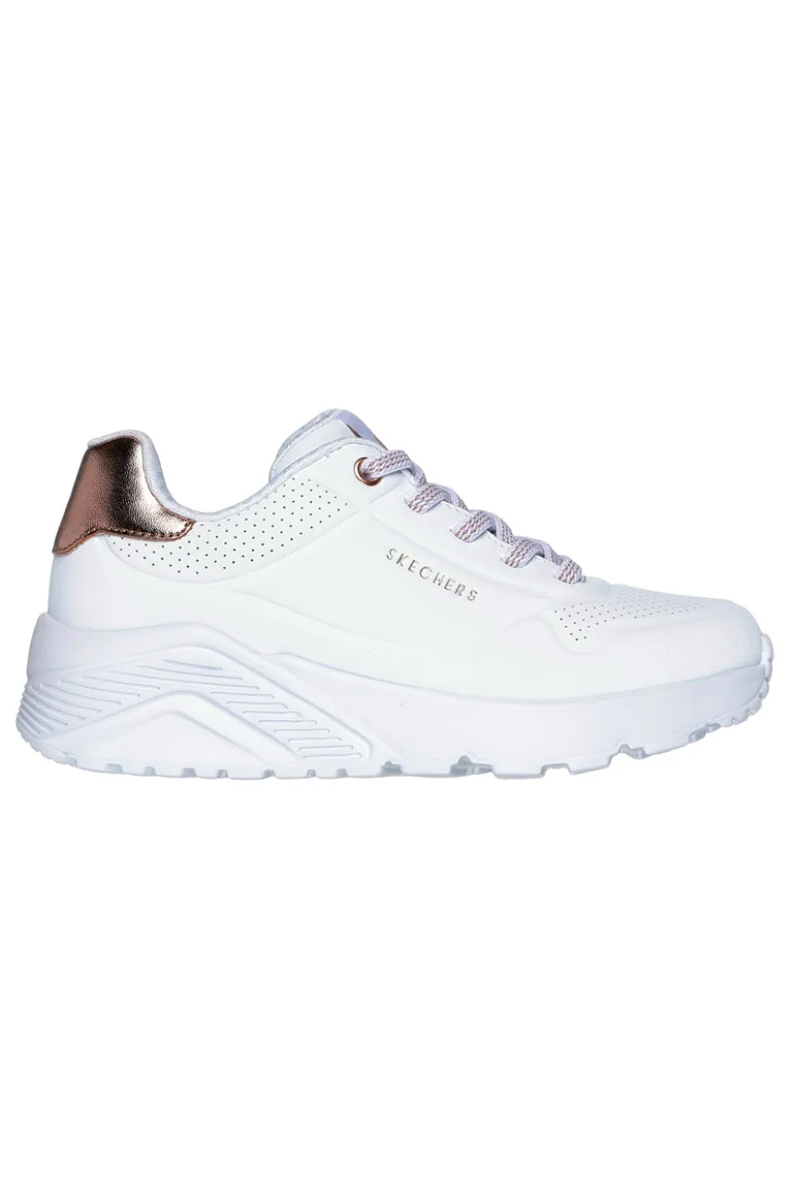 Sneakers bianche con dettagli oro Skechers Uno Lite