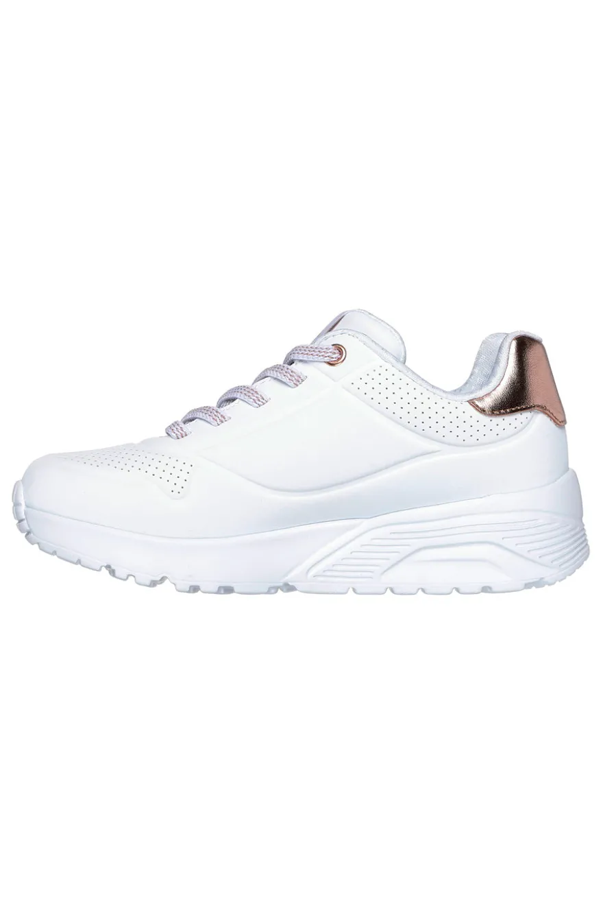 Sneakers bianche con dettagli oro Skechers Uno Lite