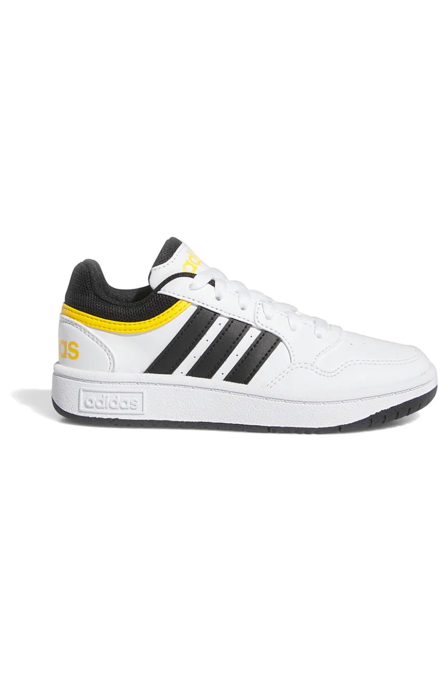 Sneakers Bianche con dettagli Neri e Gialli Adidas Hoops 3.0 K