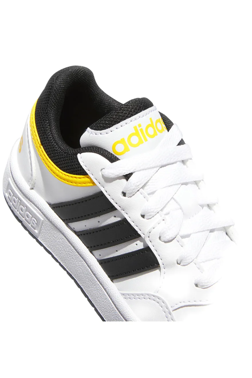 Sneakers Bianche con dettagli Neri e Gialli Adidas Hoops 3.0 K