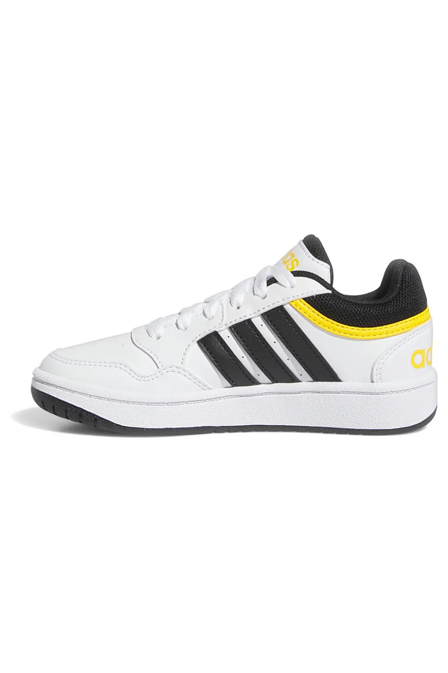 Sneakers Bianche con dettagli Neri e Gialli Adidas Hoops 3.0 K