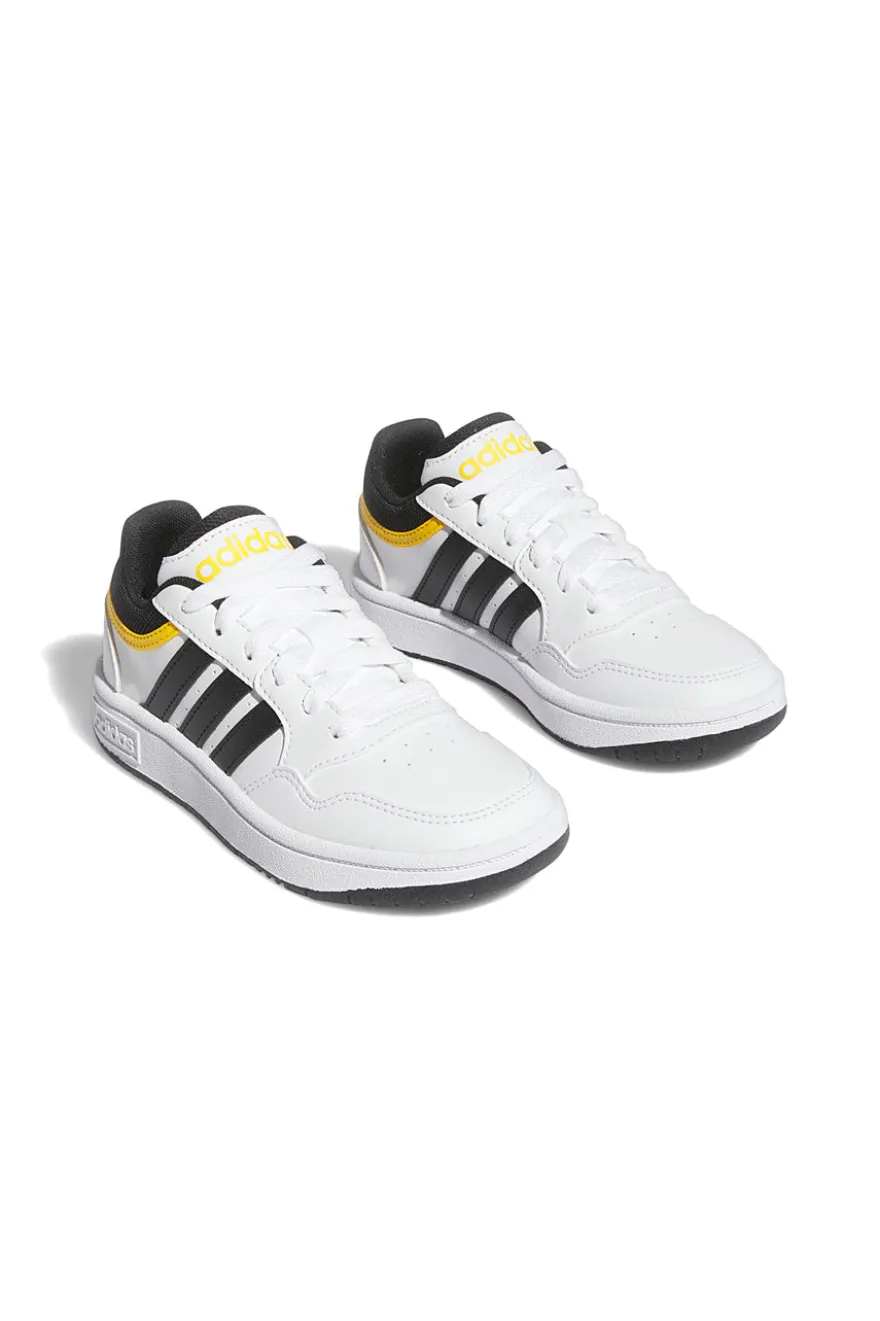 Sneakers Bianche con dettagli Neri e Gialli Adidas Hoops 3.0 K