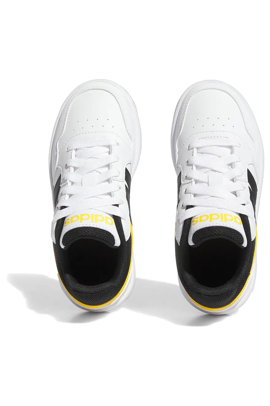 Sneakers Bianche con dettagli Neri e Gialli Adidas Hoops 3.0 K