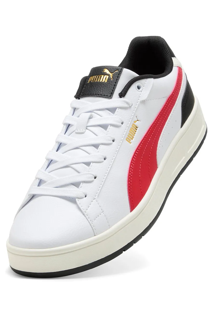 Sneakers bianche con dettagli rossi e neri Puma Court Classico