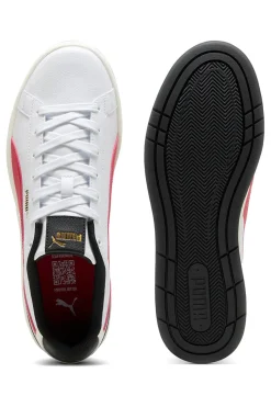 Sneakers bianche con dettagli rossi e neri Puma Court Classico