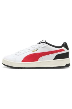 Sneakers bianche con dettagli rossi e neri Puma Court Classico