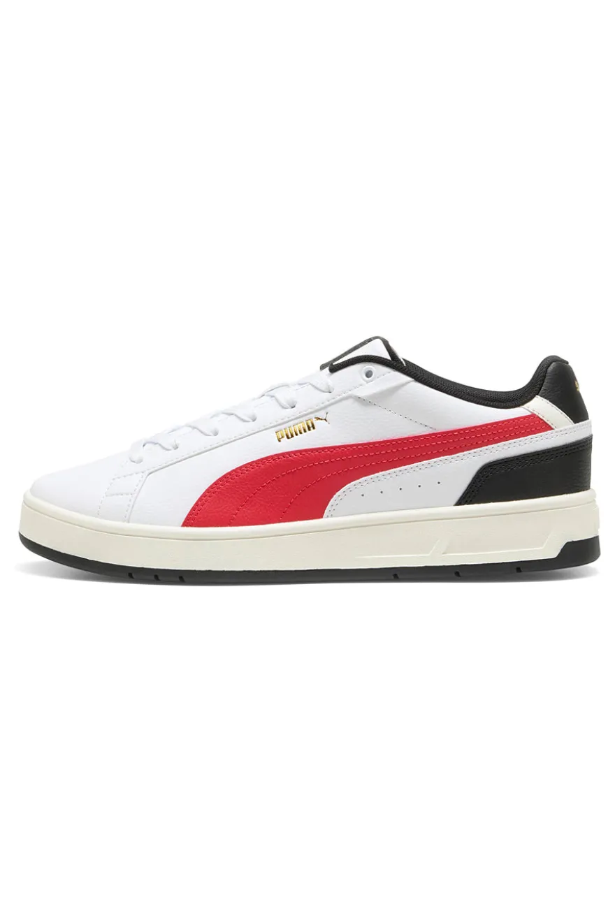 Sneakers bianche con dettagli rossi e neri Puma Court Classico