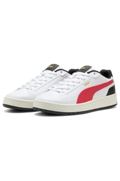 Sneakers bianche con dettagli rossi e neri Puma Court Classico