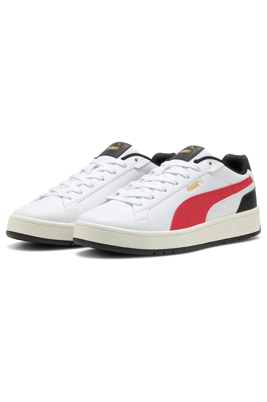Sneakers bianche con dettagli rossi e neri Puma Court Classico