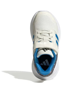 Sneakers bianche con dettagli blu e chiusura a strappo Adidas Tensaur Run 3.0 El C