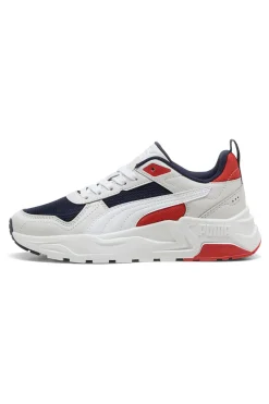 Sneakers bianche con dettagli navy e rossi Puma Trinity 2 LT Jr