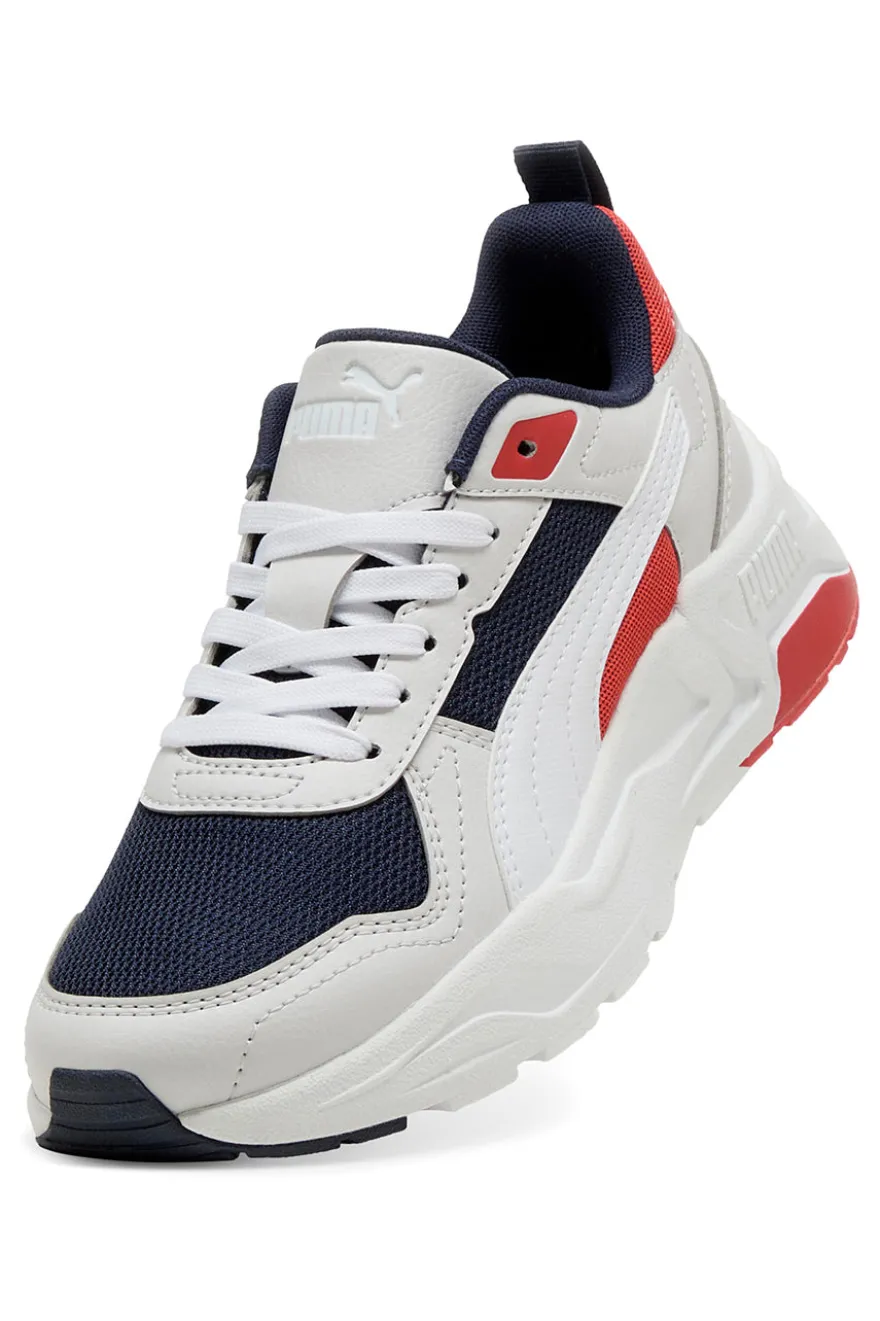 Sneakers bianche con dettagli navy e rossi Puma Trinity 2 LT Jr
