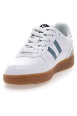 Sneakers Bianche con Dettagli Blu e Rosa e Suola in Gomma Cotton Belt Patricien