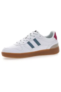 Sneakers Bianche con Dettagli Blu e Rosa e Suola in Gomma Cotton Belt Patricien