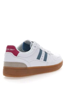 Sneakers Bianche con Dettagli Blu e Rosa e Suola in Gomma Cotton Belt Patricien
