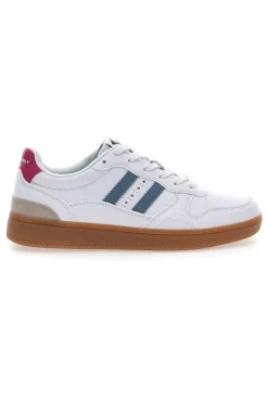 Sneakers Bianche con Dettagli Blu e Rosa e Suola in Gomma Cotton Belt Patricien