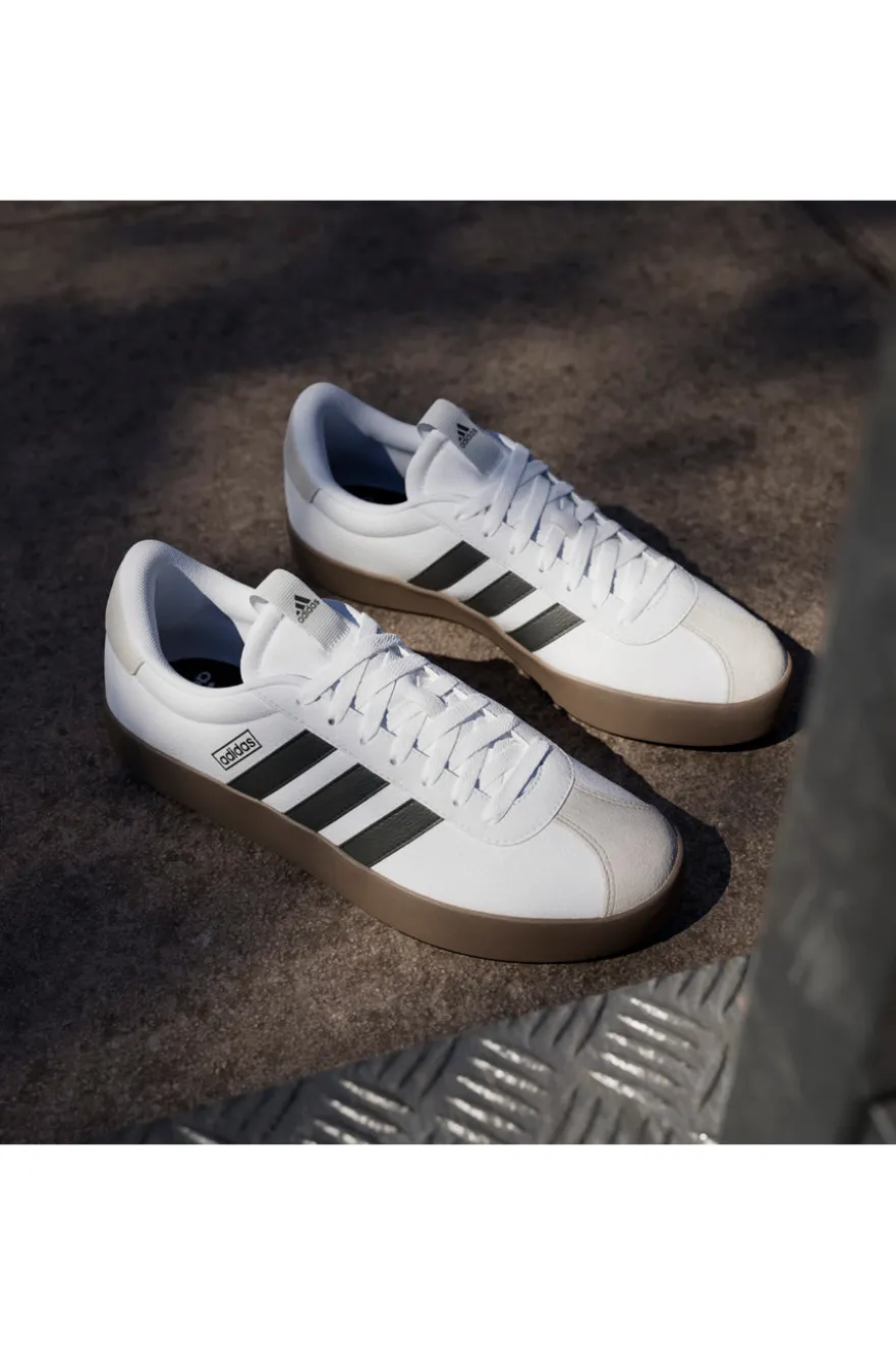 Sneakers bianche con dettagli neri suola in gomma Adidas Vl Court 3