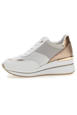 Sneakers bianche con dettagli oro rosa e zeppa Inblu 486IN