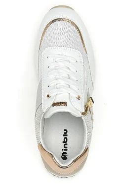 Sneakers bianche con dettagli oro rosa e zeppa Inblu 486IN