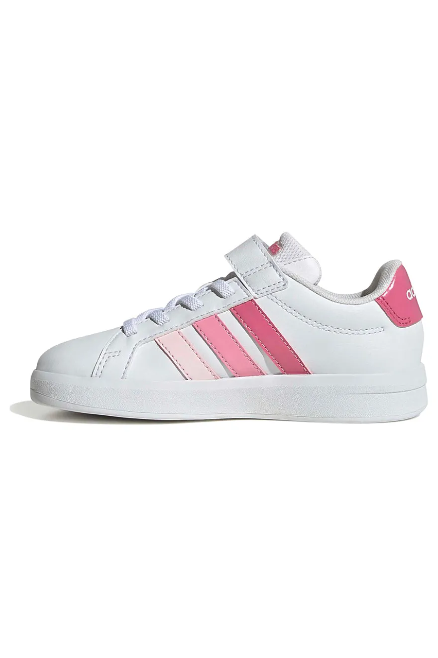 Sneakers bianche con dettagli rosa e chiusura a strappo Adidas Grand Court 3.0 El C